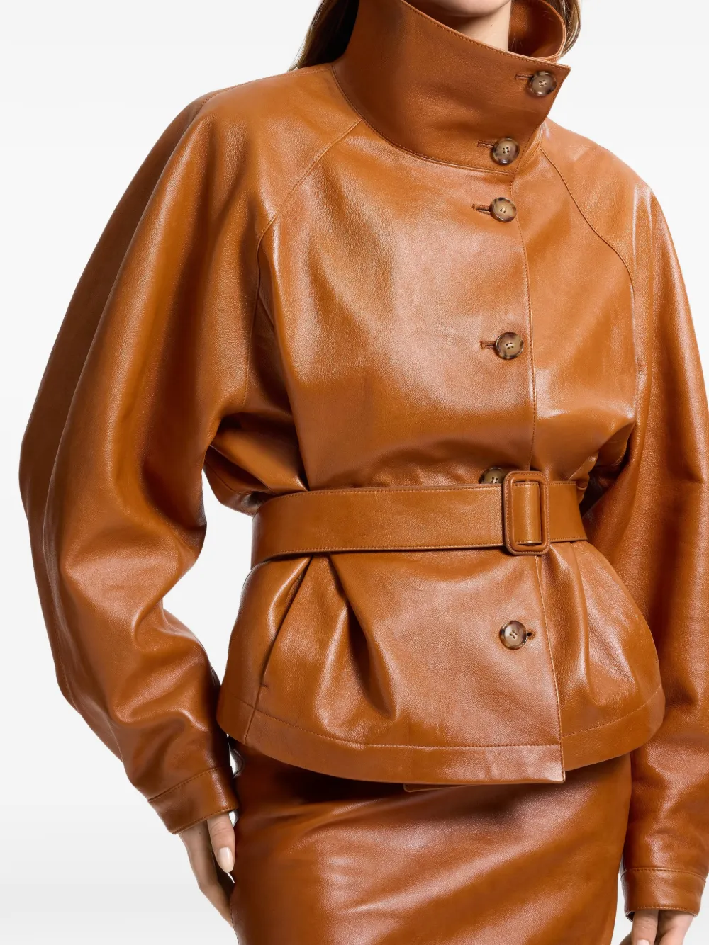 Elie Saab Leren jack Bruin