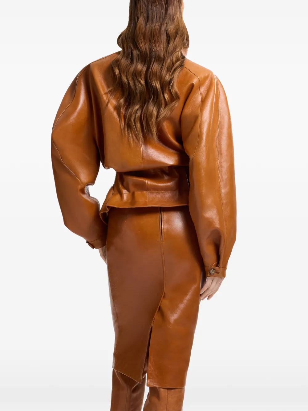Elie Saab Leren jack Bruin