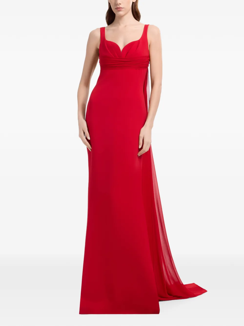 Elie Saab Maxi-jurk met ruches Rood