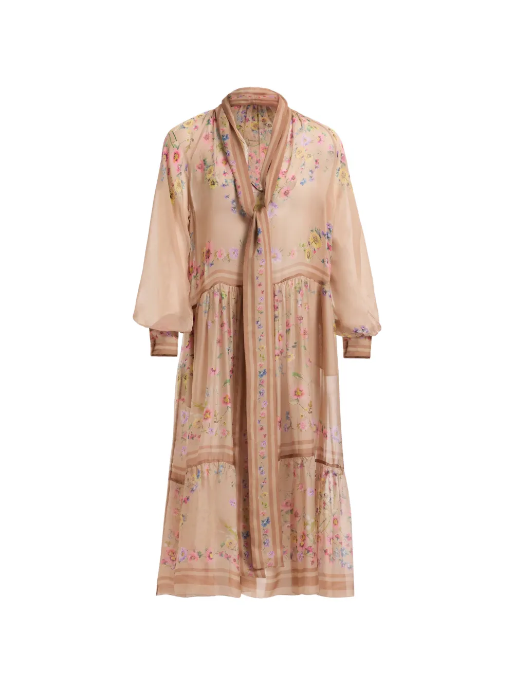 Elie Saab floral-print pussy-bow midi dress