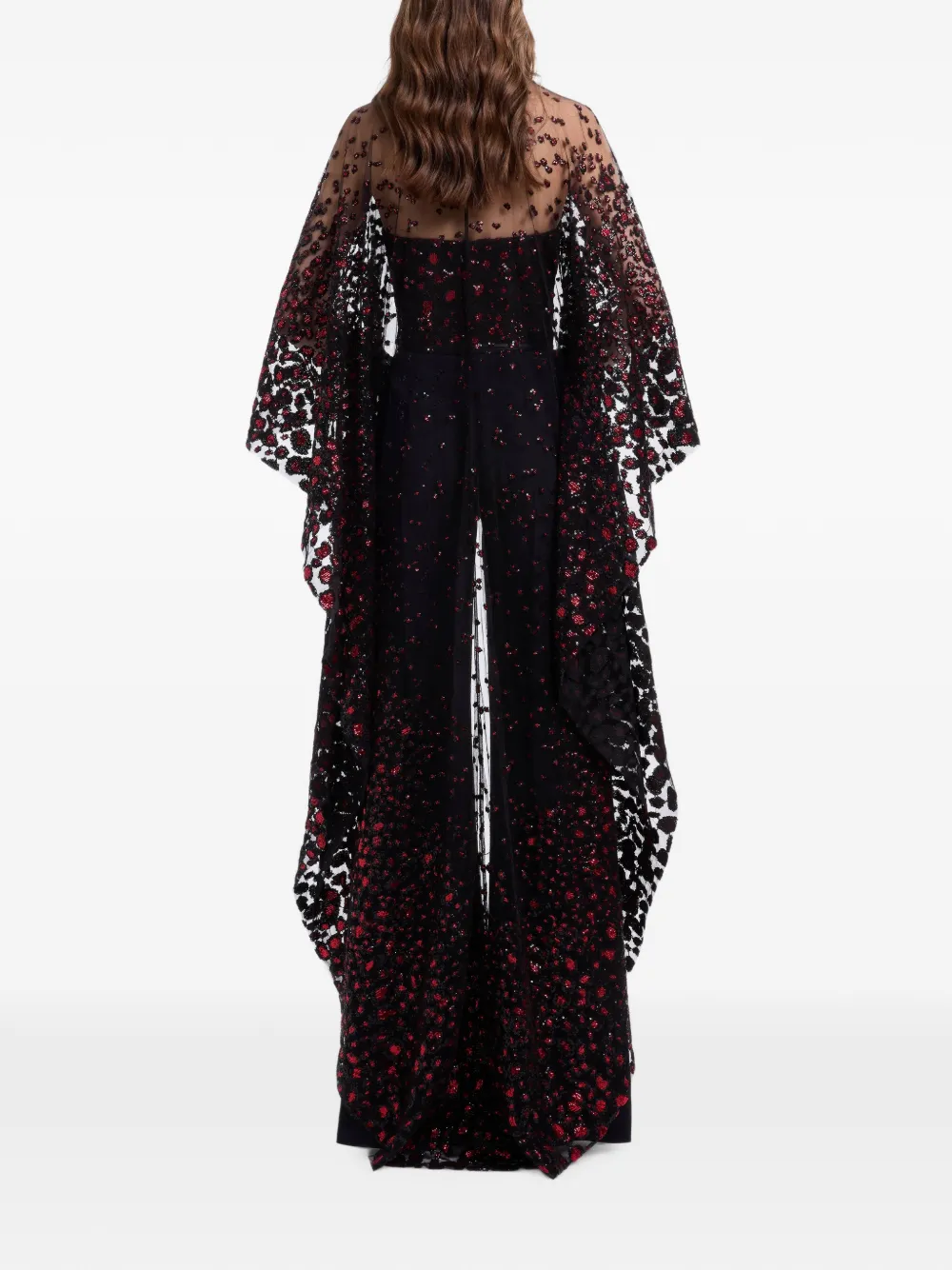 Elie Saab Cape verfraaid met pailletten Zwart