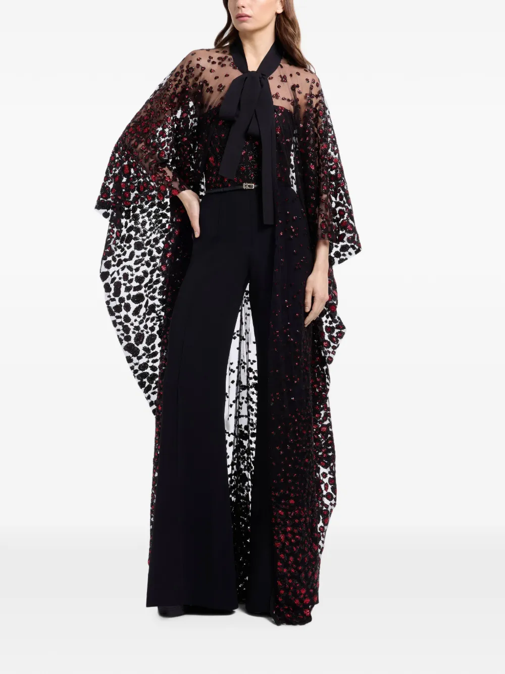 Elie Saab Cape verfraaid met pailletten Zwart