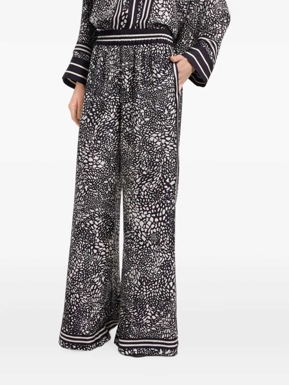 Elie Saab Zijden broek met stippen Zwart