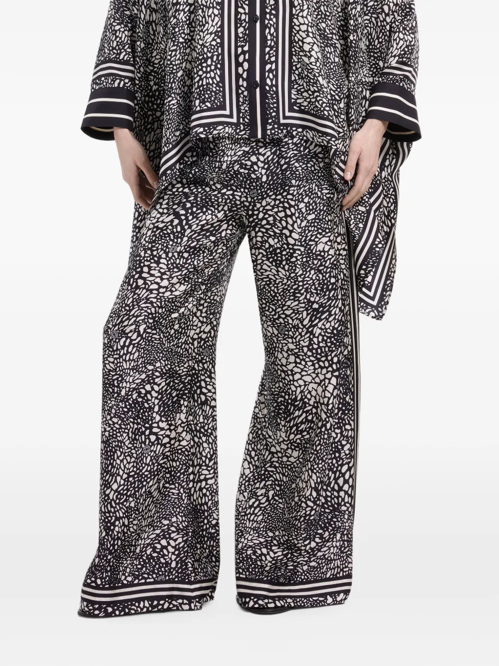 Elie Saab Zijden broek met stippen Zwart