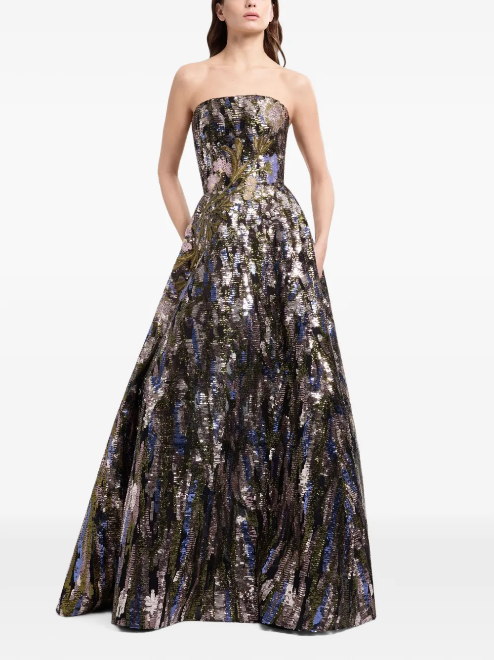Elie Saab Maxi-jurk verfraaid met pailletten Zwart