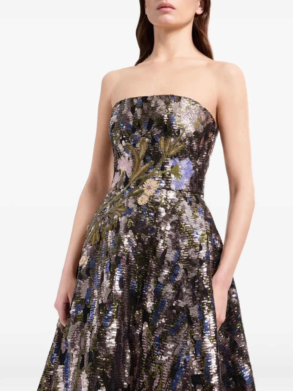 Elie Saab Maxi-jurk verfraaid met pailletten Zwart