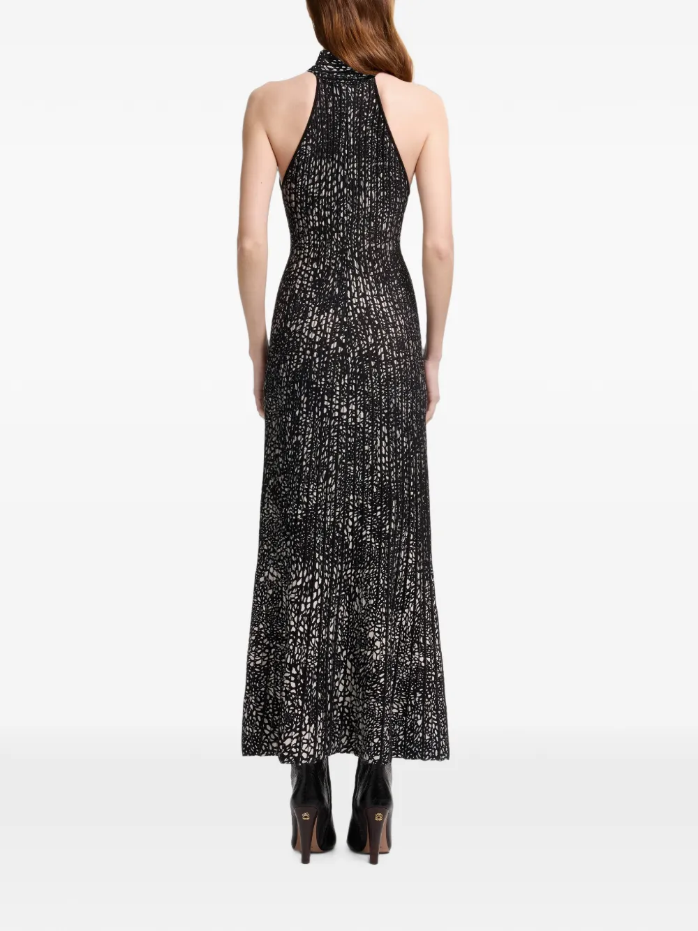 Elie Saab Midi-jurk met halternek en stippen Zwart