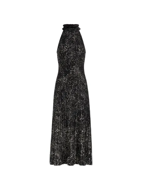 Elie Saab 이레귤러 도트 홀터넥 미디 드레스
