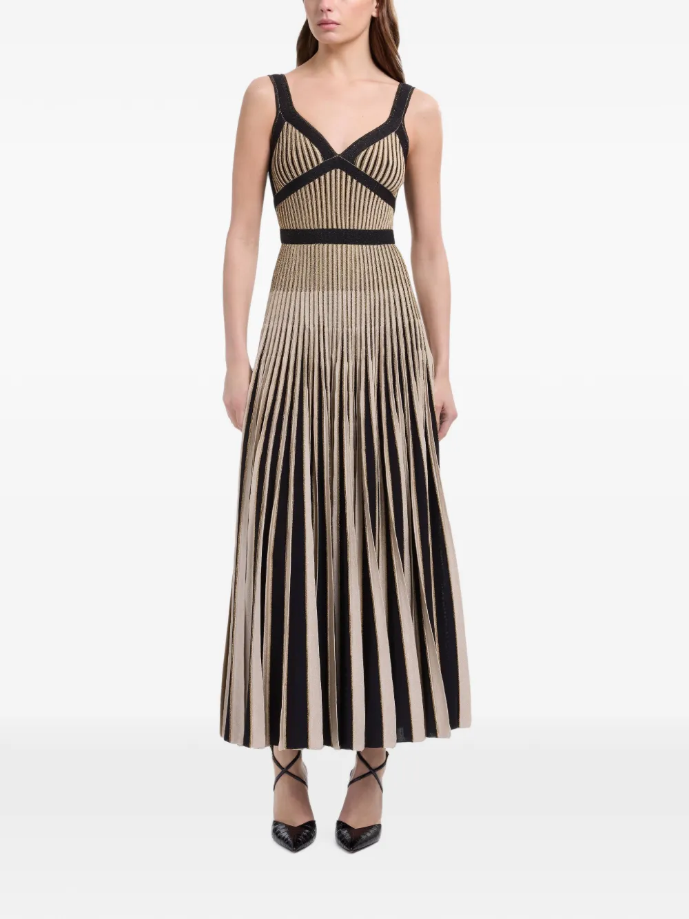Elie Saab Ribgebreide maxi-jurk Goud
