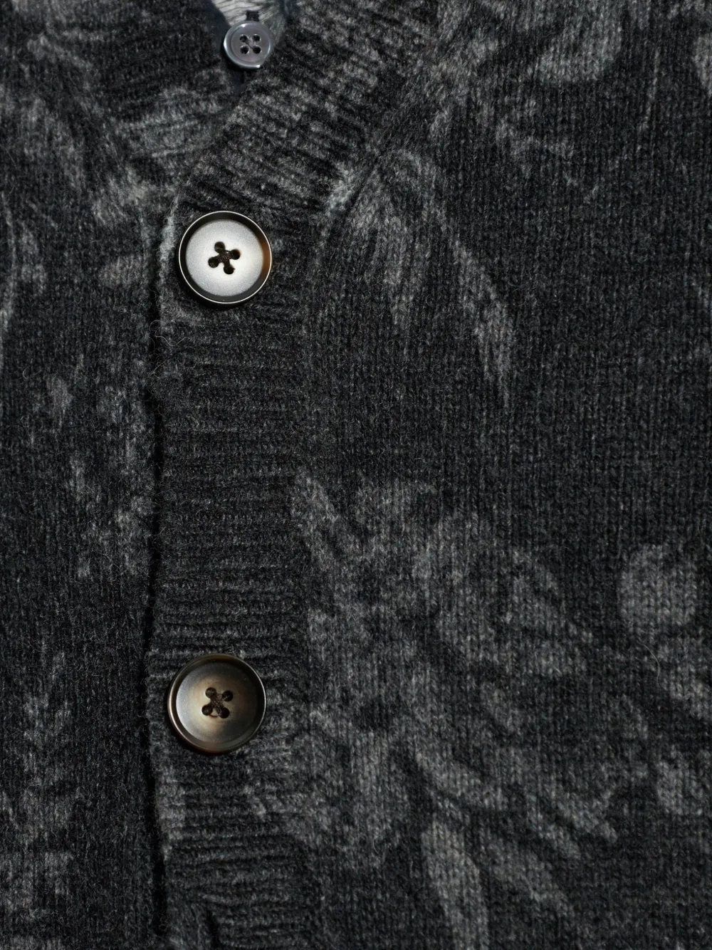 R13 Floral-motif Wool Cardigan in Black, view 5