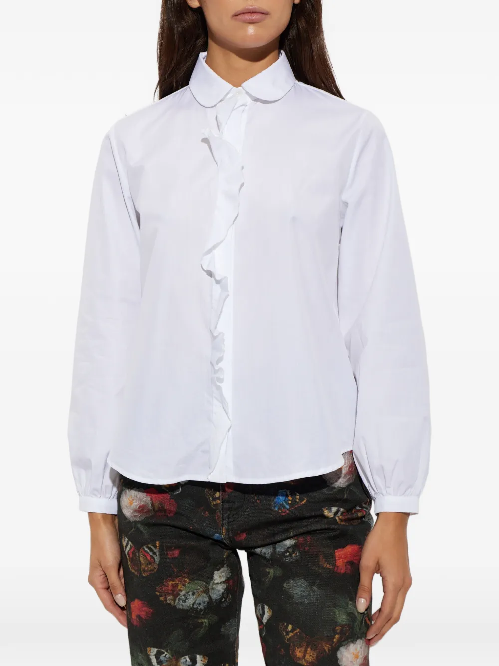 R13 ruffle-trim Peter Pan-collar shirt Wit