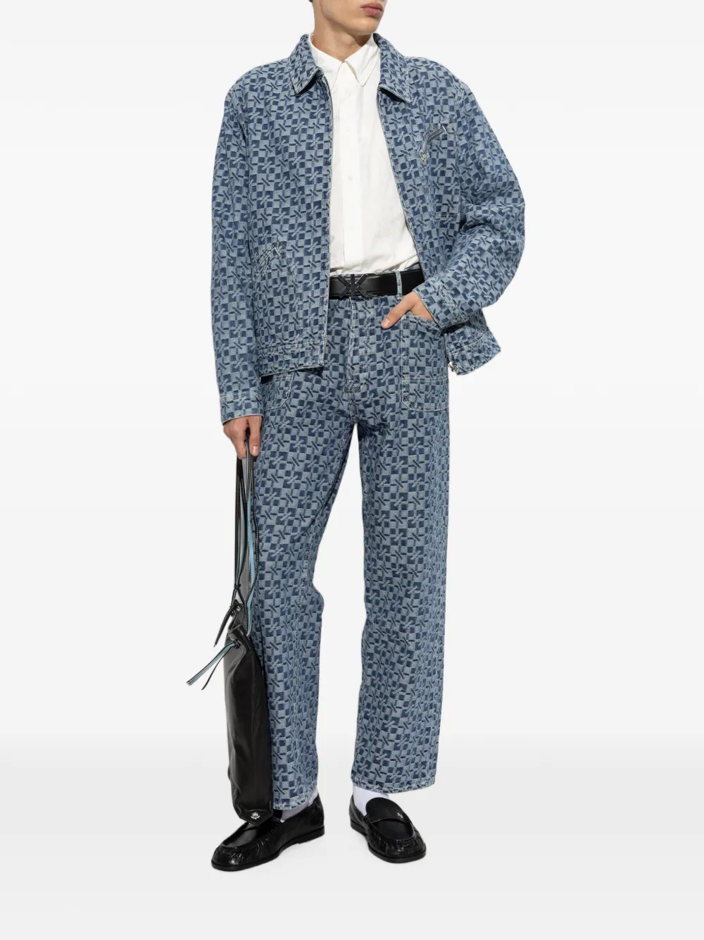 Kenzo monogram-print jacket Blauw