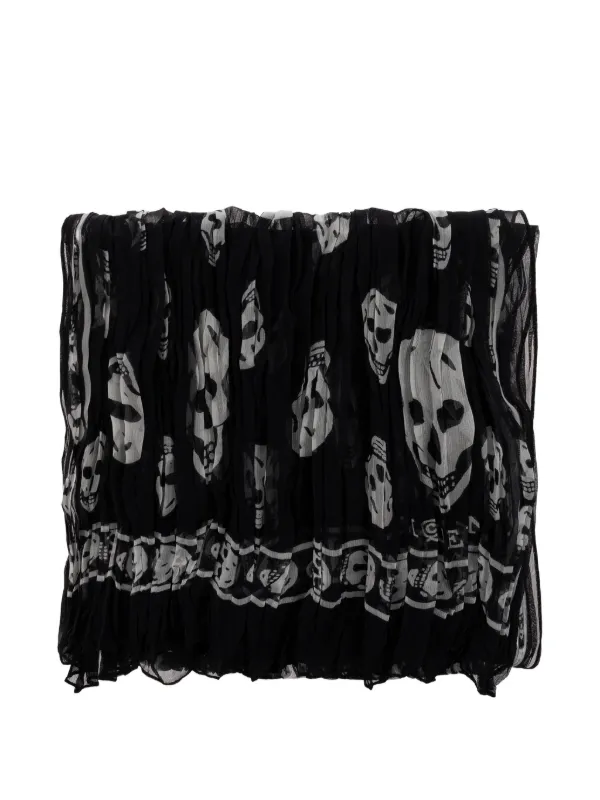 Alexander McQueen Skull Crinkled Scarf in Black