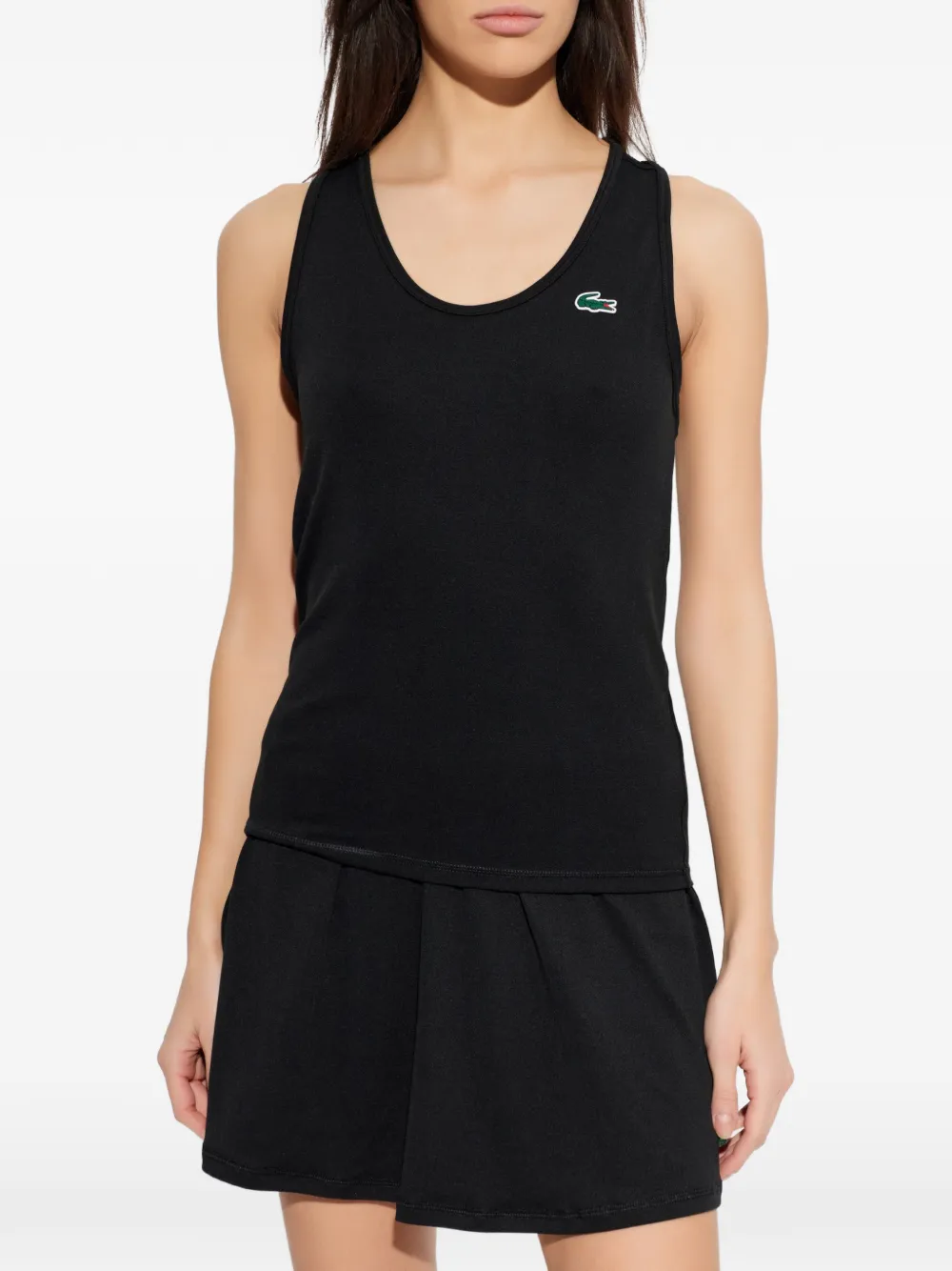 Lacoste Top met racerback en logo-patch Zwart