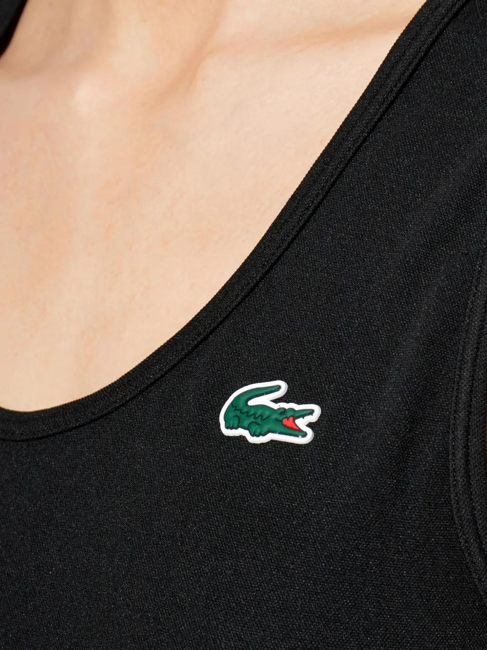 Lacoste Top met racerback en logo-patch Zwart
