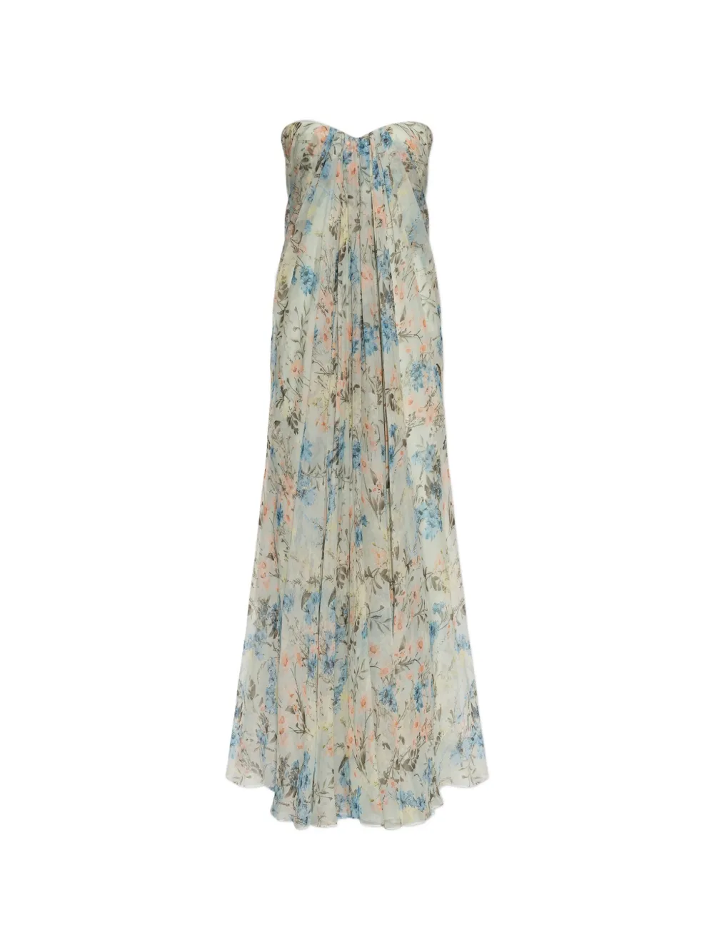 Alexander McQueen floral-motif strapless maxi dress