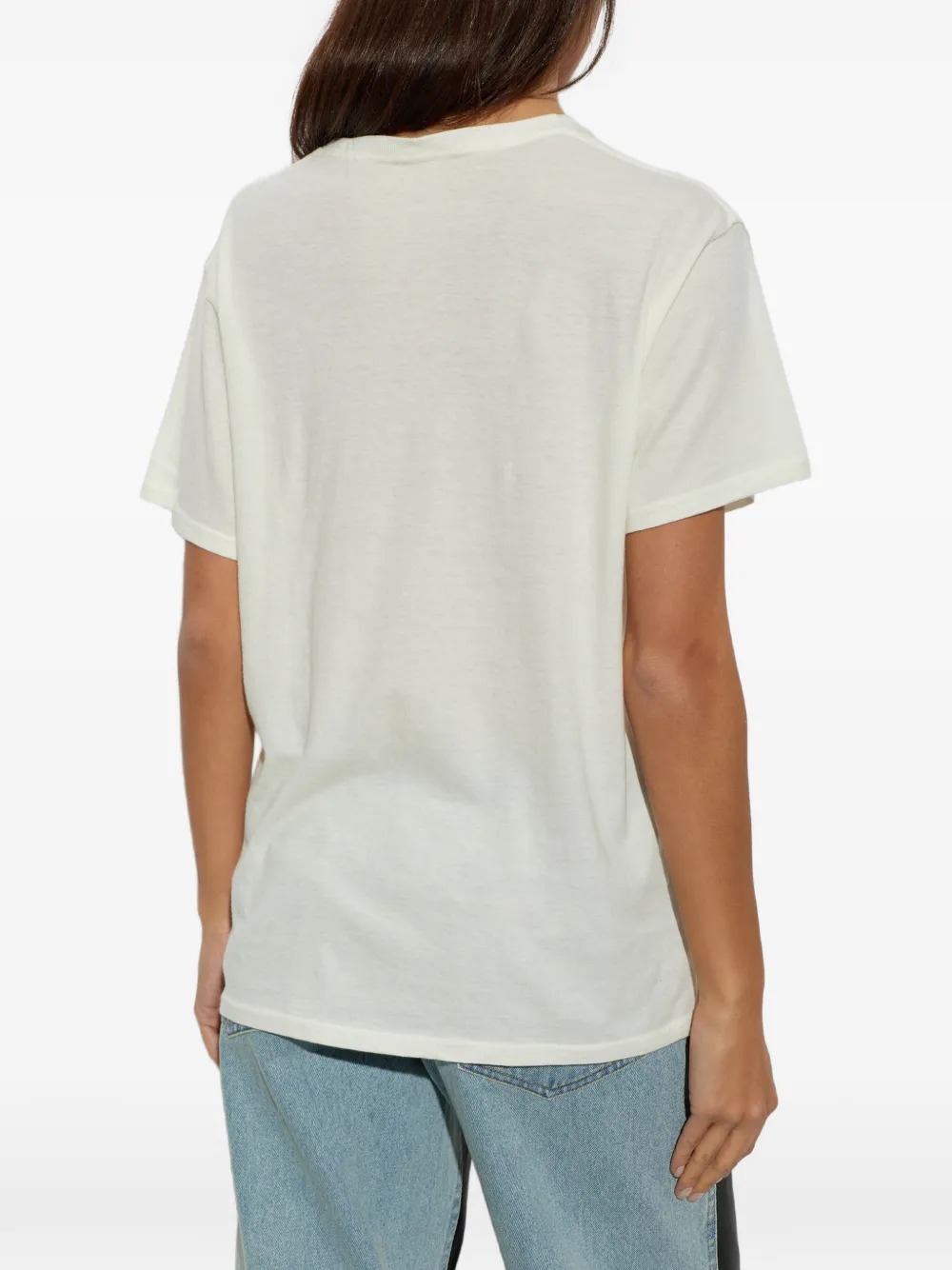 R13 Who Are You Boy T-shirt met tekst Beige