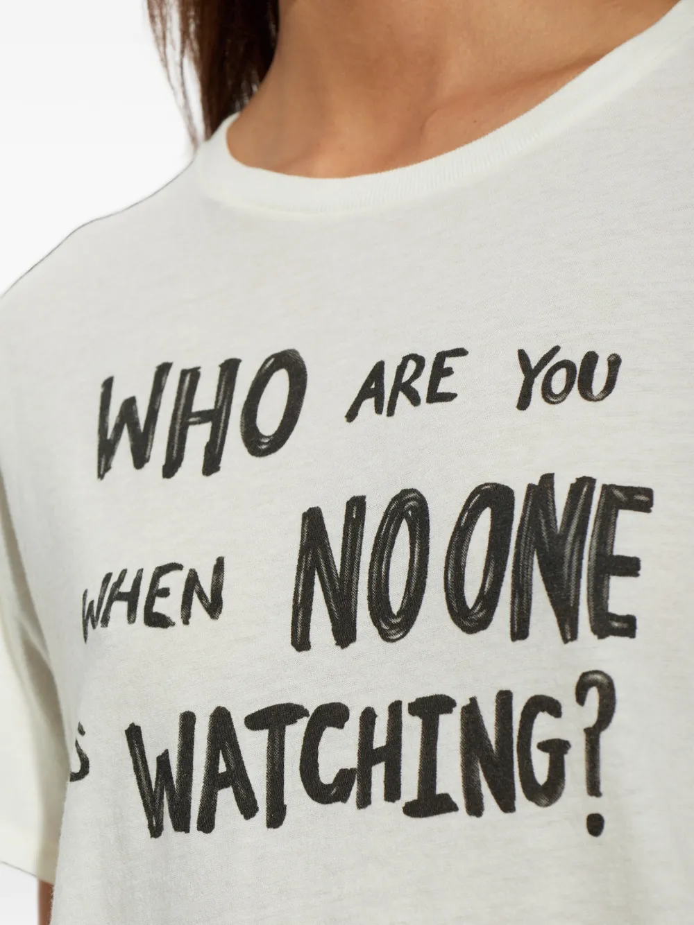 R13 Who Are You Boy T-shirt met tekst Beige