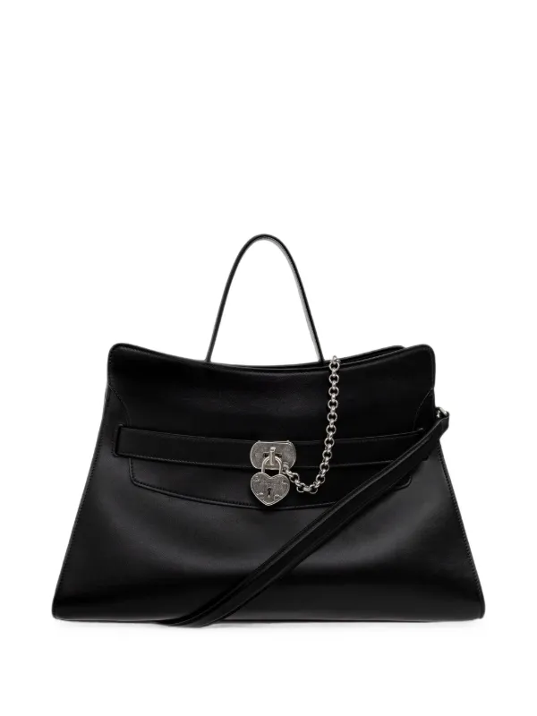 Alexander McQueen Locke Leather Shoulder Bag in Black