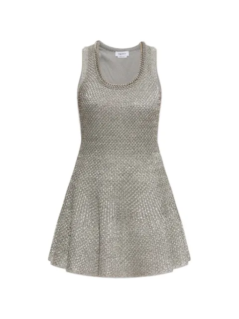 Alexander McQueen chain-trimmed metallic-knit mini dress