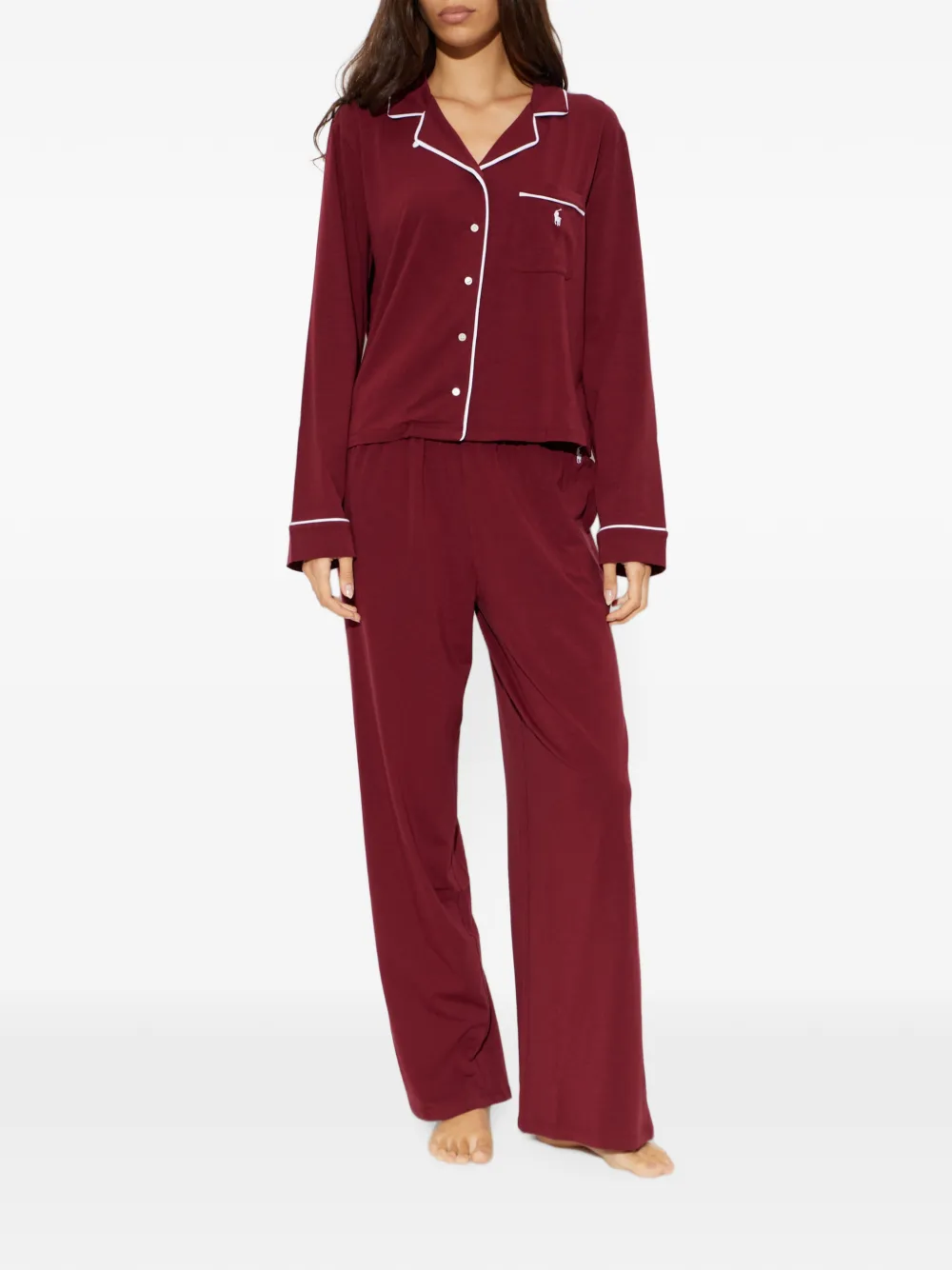Polo Ralph Lauren Pyjama met geborduurd logo en bies Rood