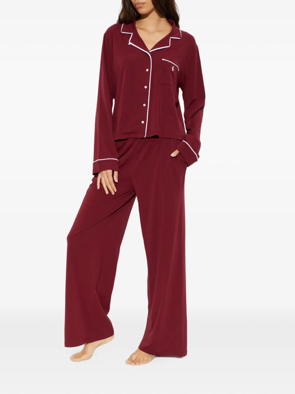 Polo Ralph Lauren Pyjama met geborduurd logo en bies Rood