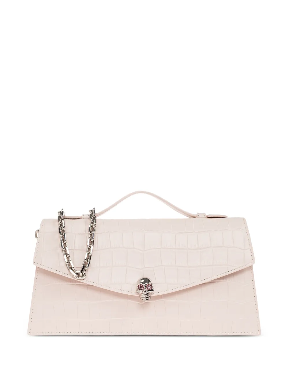 Alexander McQueen Skull Top Handle croc-embossed leather crossbody bag