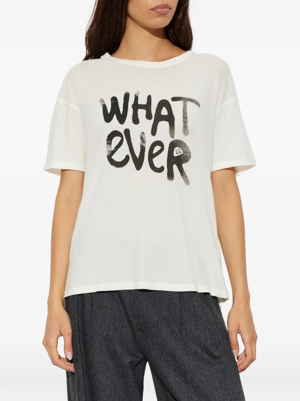 R13 T-shirt met tekst Beige