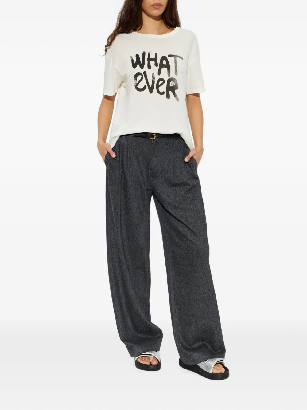 R13 T-shirt met tekst Beige