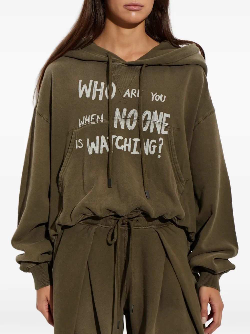 R13 Slogan-print Oversized Hoodie in Brown, view 3