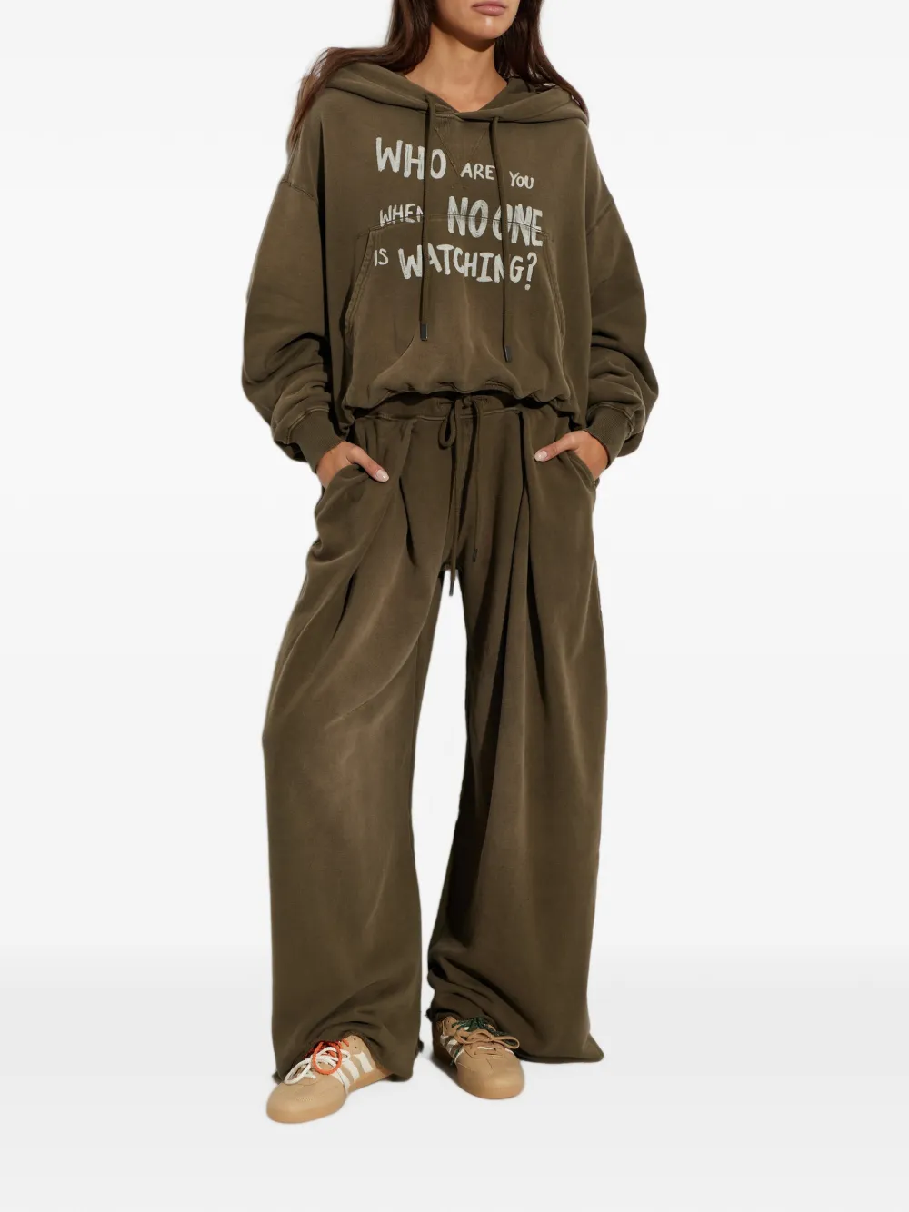 R13 Slogan-print Oversized Hoodie in Brown, view 2