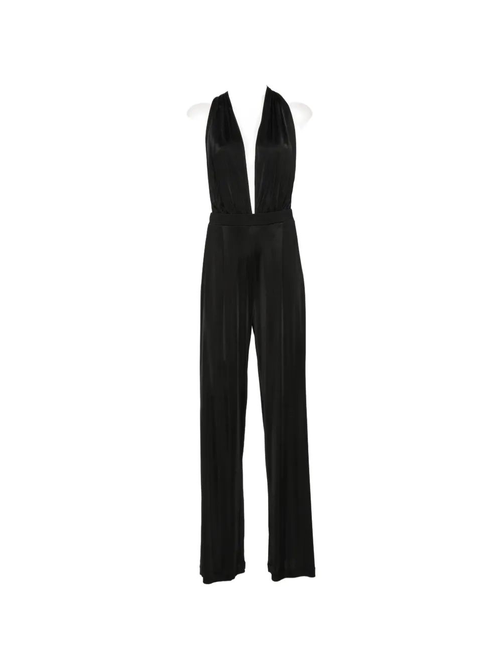 Amazuìn Halterneck Wide-leg Jumpsuit In Black