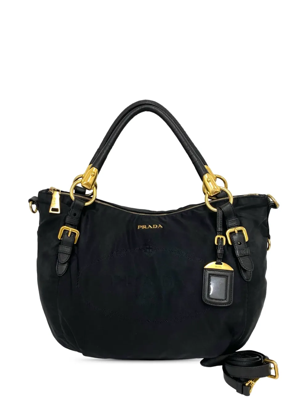 Prada Pre-Owned 2010-2026 Tessuto Canapa Logo satchel - Nero