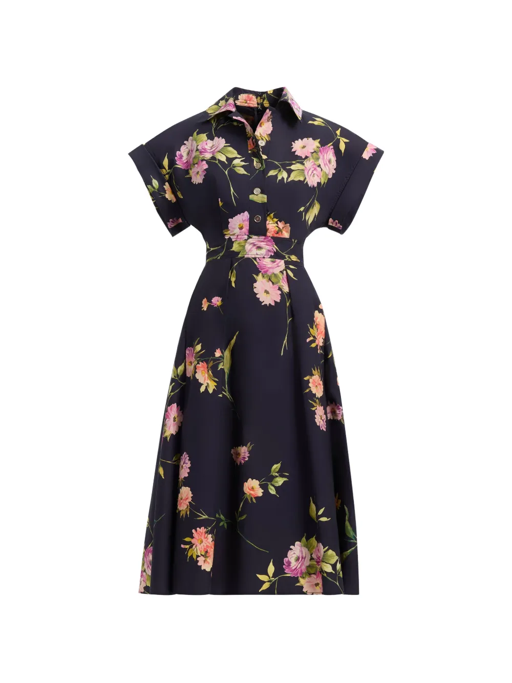 Elie Saab floral-print cotton midi dress - Nero