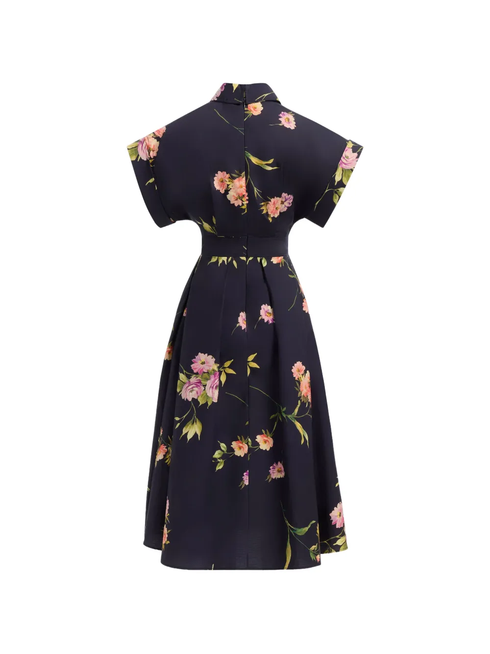 Elie Saab Midi-jurk met bloemenprint Zwart