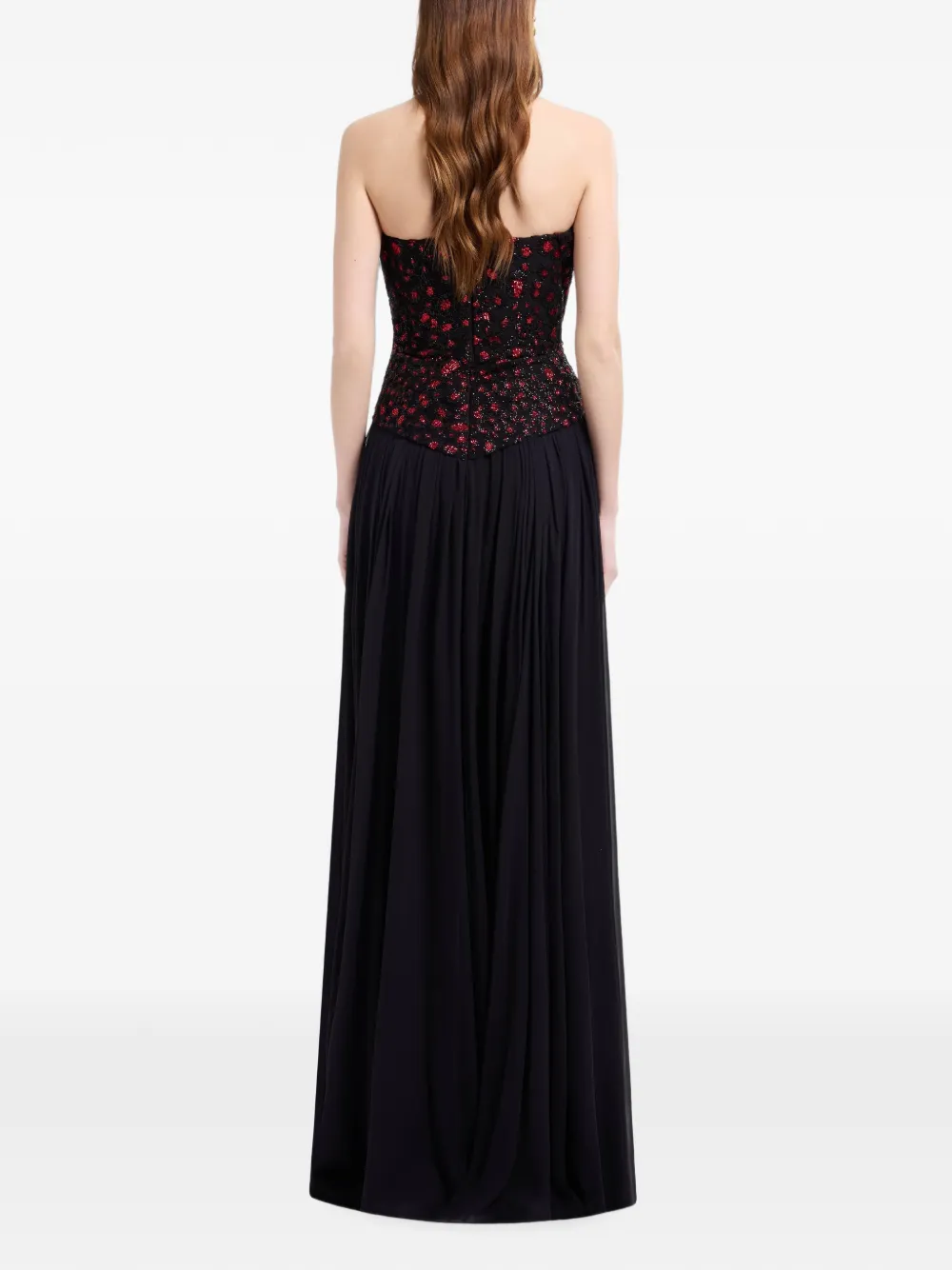 Elie Saab Strapless maxi-jurk met borduurwerk Zwart