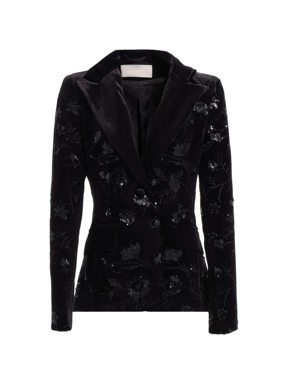 Elie Saab sequin-embellished embroidered blazer - Nero