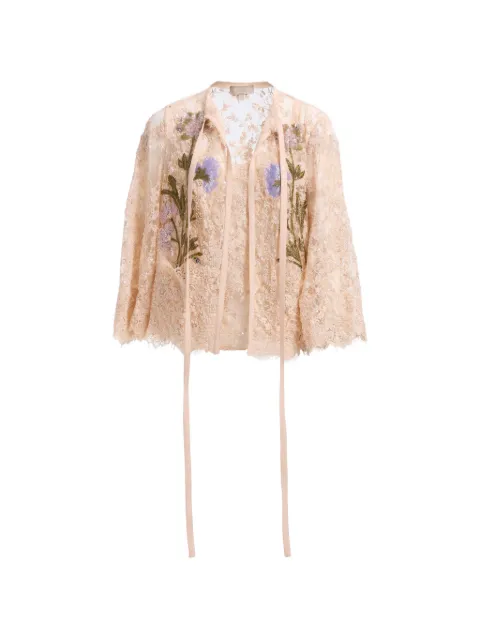 Elie Saab bead-embroidered lace jacket and top set