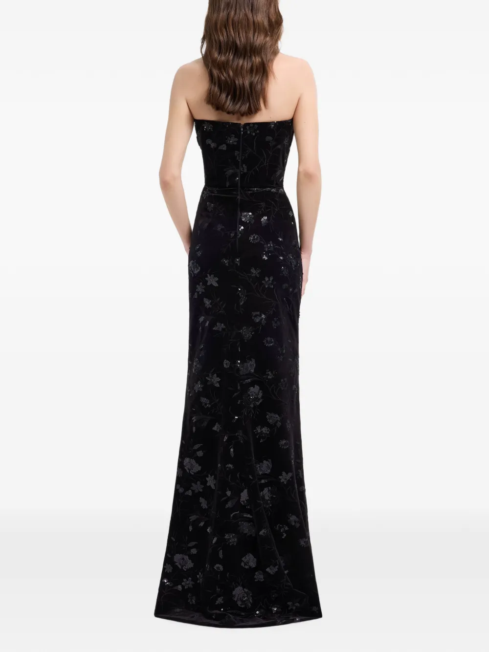 Elie Saab embroidered strapless maxi dress Zwart