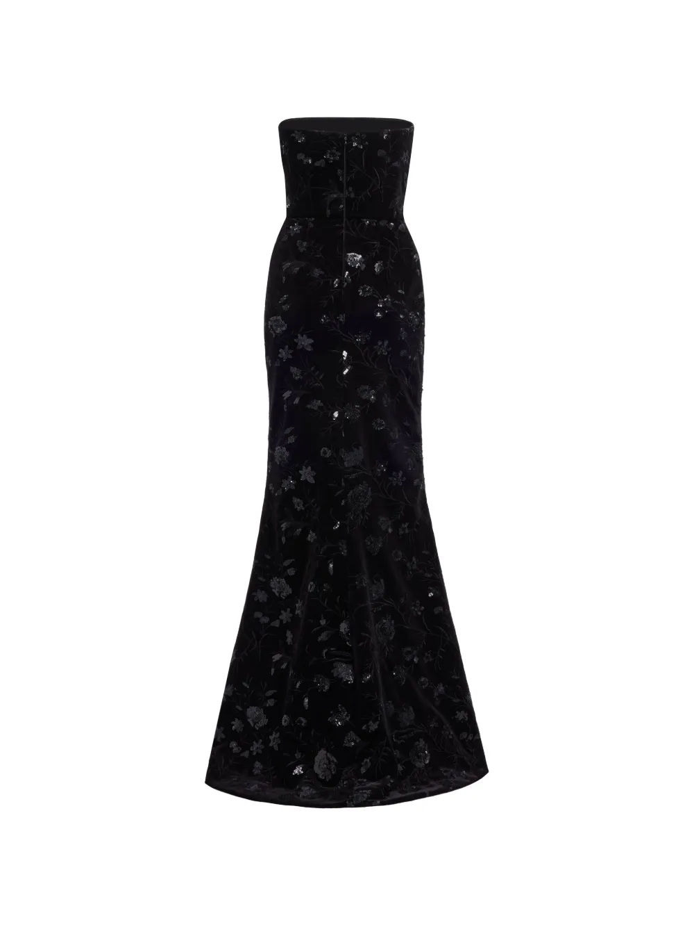 Elie Saab embroidered strapless maxi dress Zwart