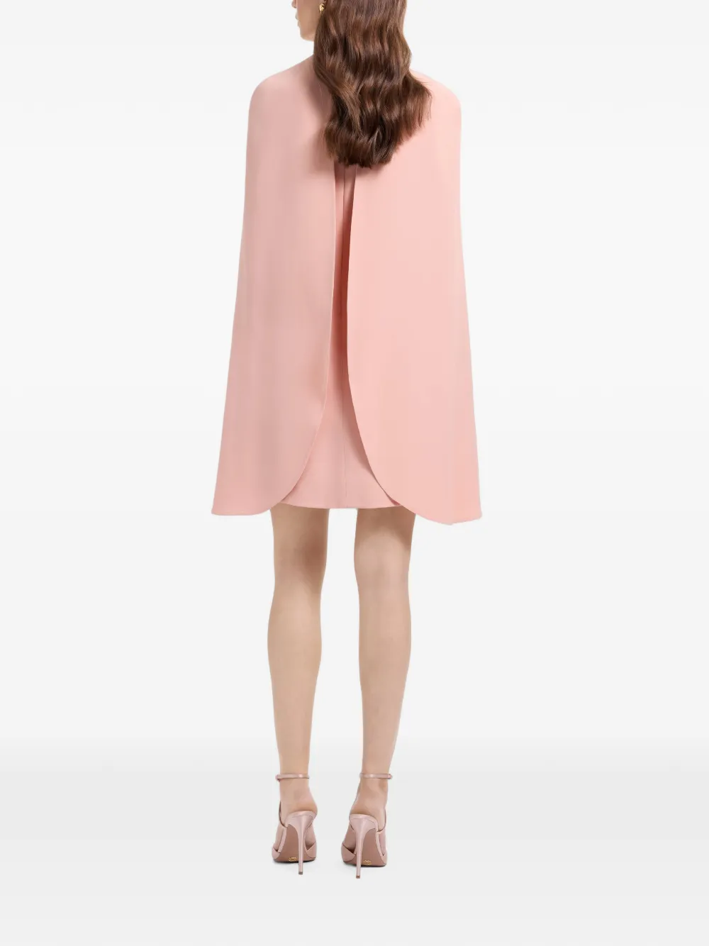 Elie Saab Mini-jurk met cape verfraaid met kristallen Roze