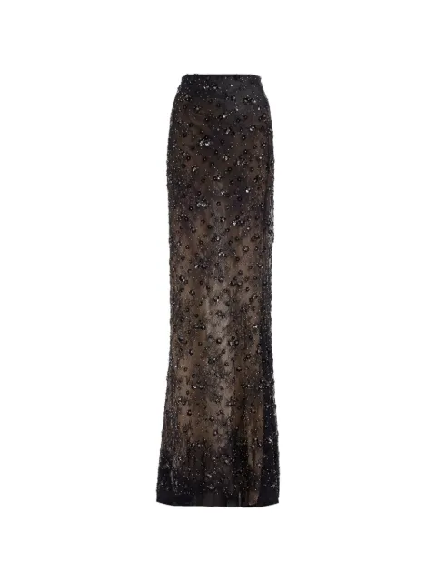 Elie Saab 시퀸 장식 레이스 자수 맥시 스커트