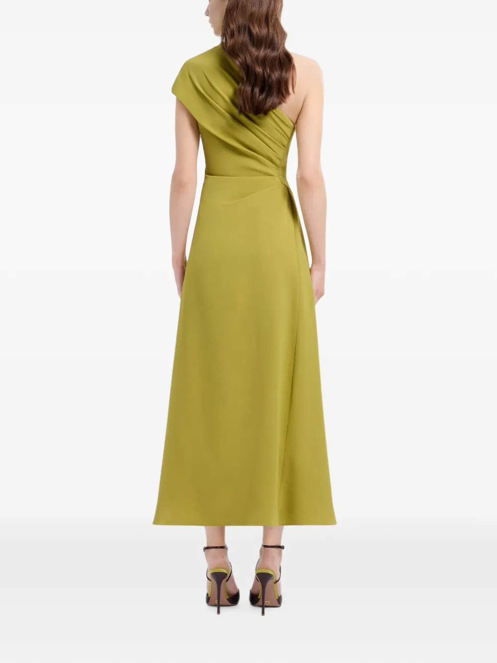 Elie Saab Asymmetrische midi-jurk met broche Groen
