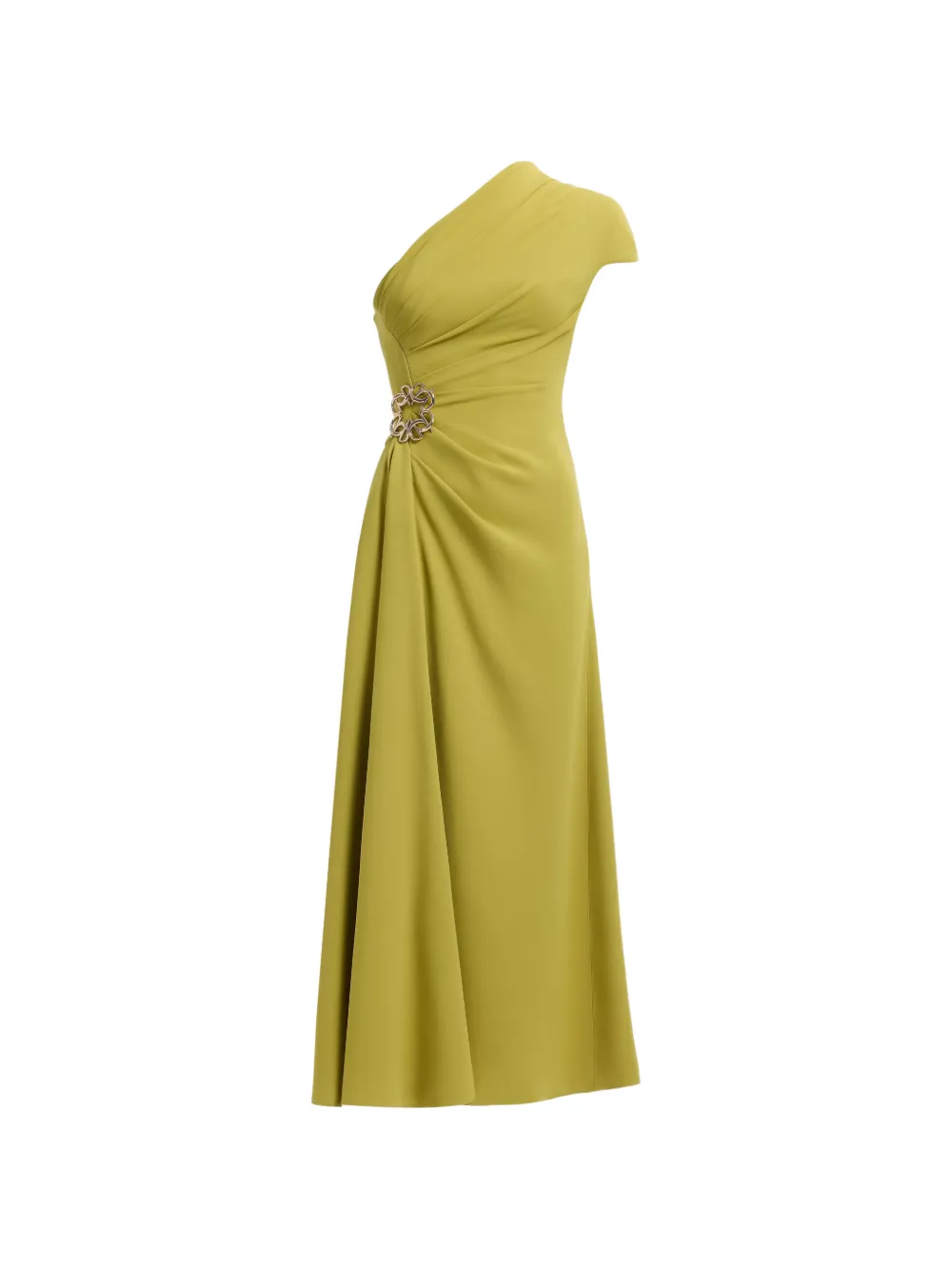 Elie Saab one-shoulder brooch-detail midi dress