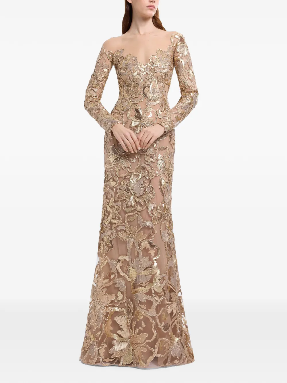 Elie Saab Maxi-jurk met pailletten Goud
