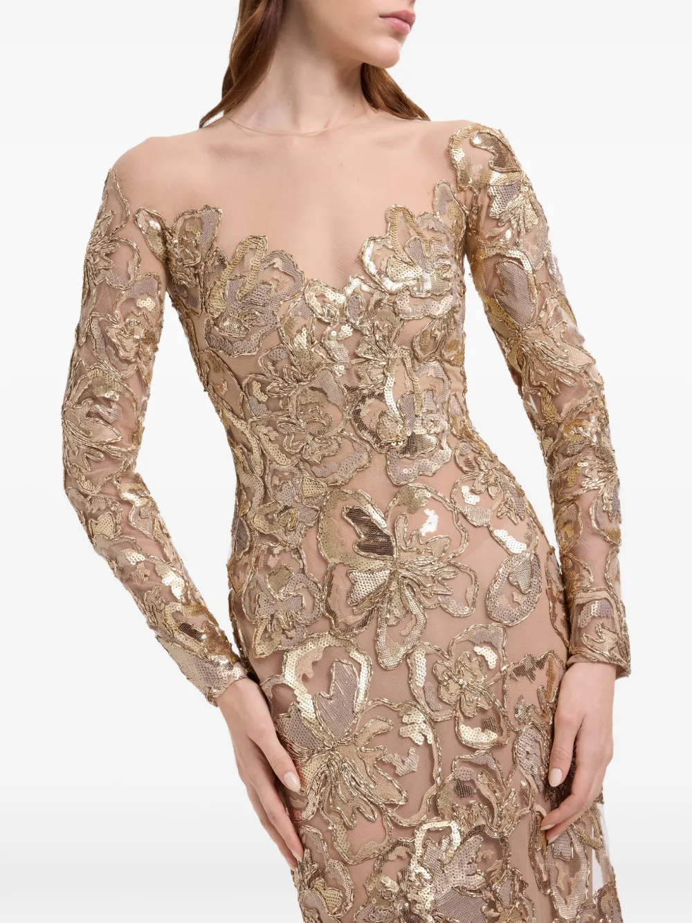 Elie Saab Maxi-jurk met pailletten Goud