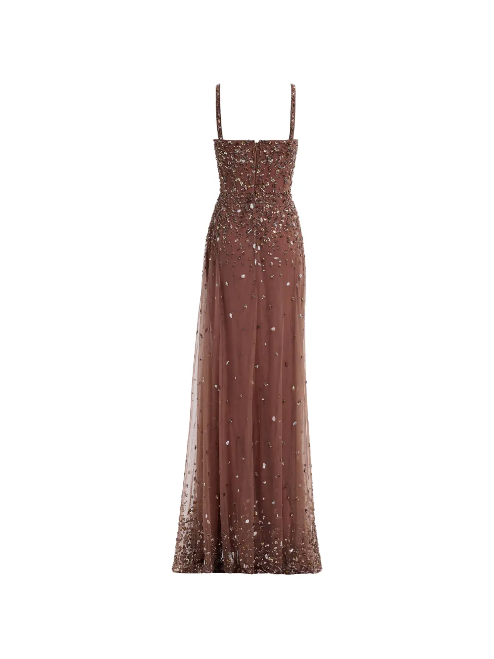 Elie Saab Maxi-jurk met geborduurde kralen Bruin