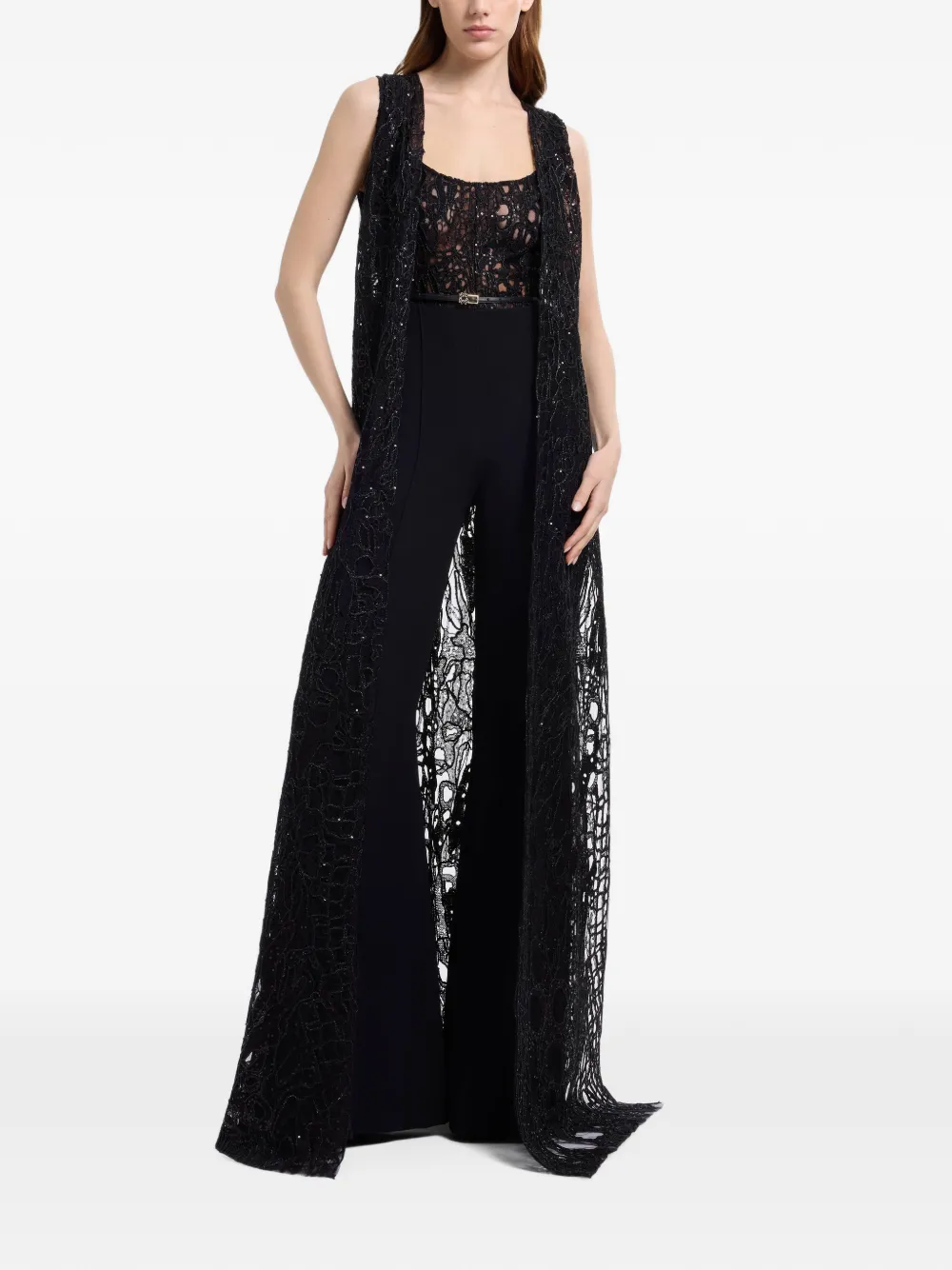 Elie Saab Jumpsuit met geborduurde pailletten Zwart