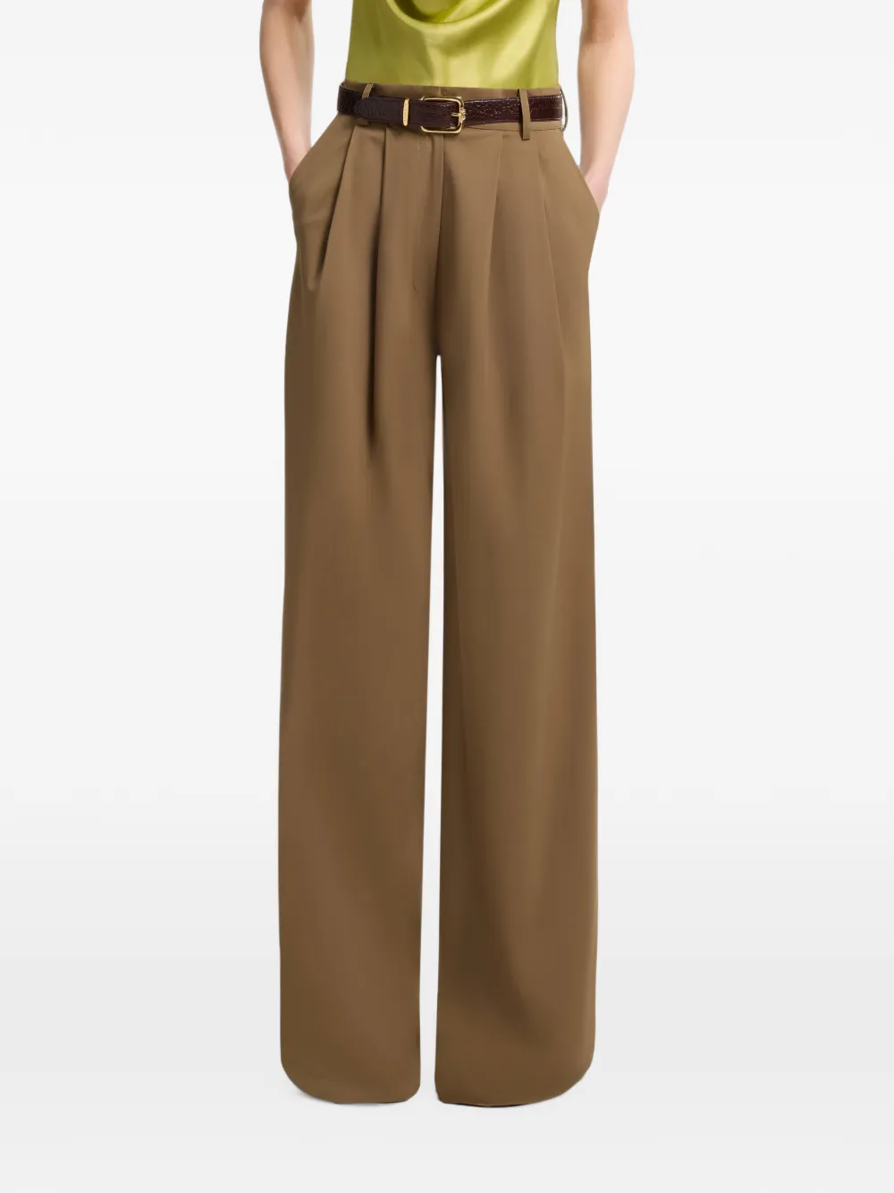 Elie Saab Plooibroek met wijde pijpen Bruin