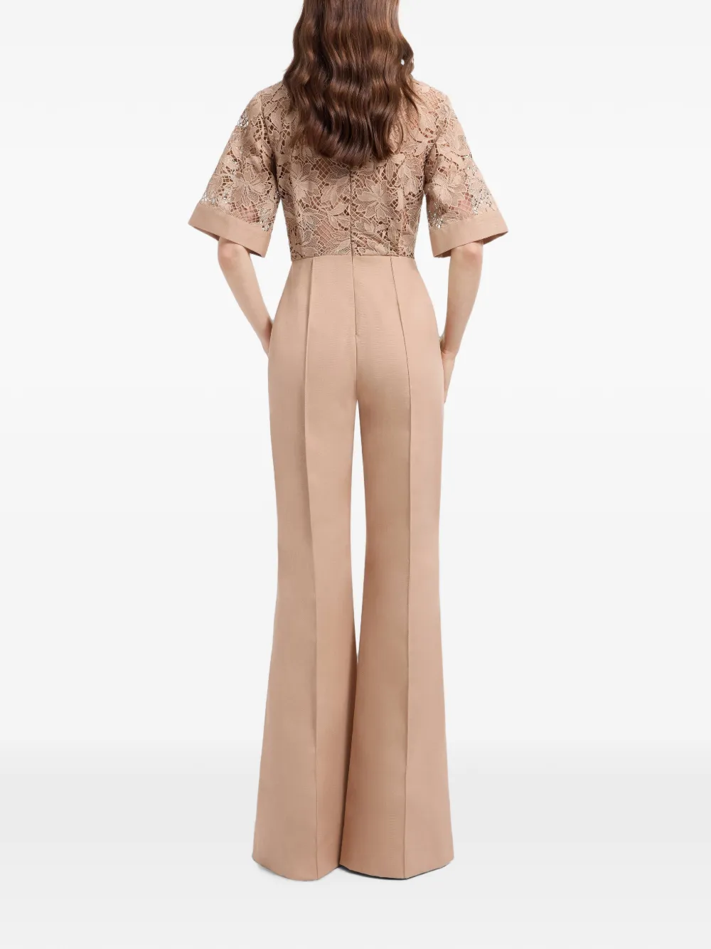 Elie Saab Jumpsuit met macramé kant Beige